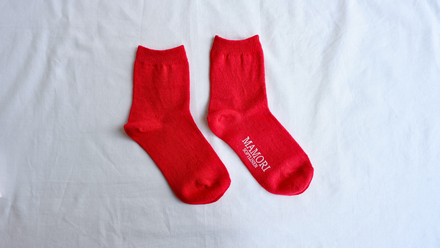 MAMORI　ソフトリネンソックス　F　厚手　40/2　ショートクルータイプ