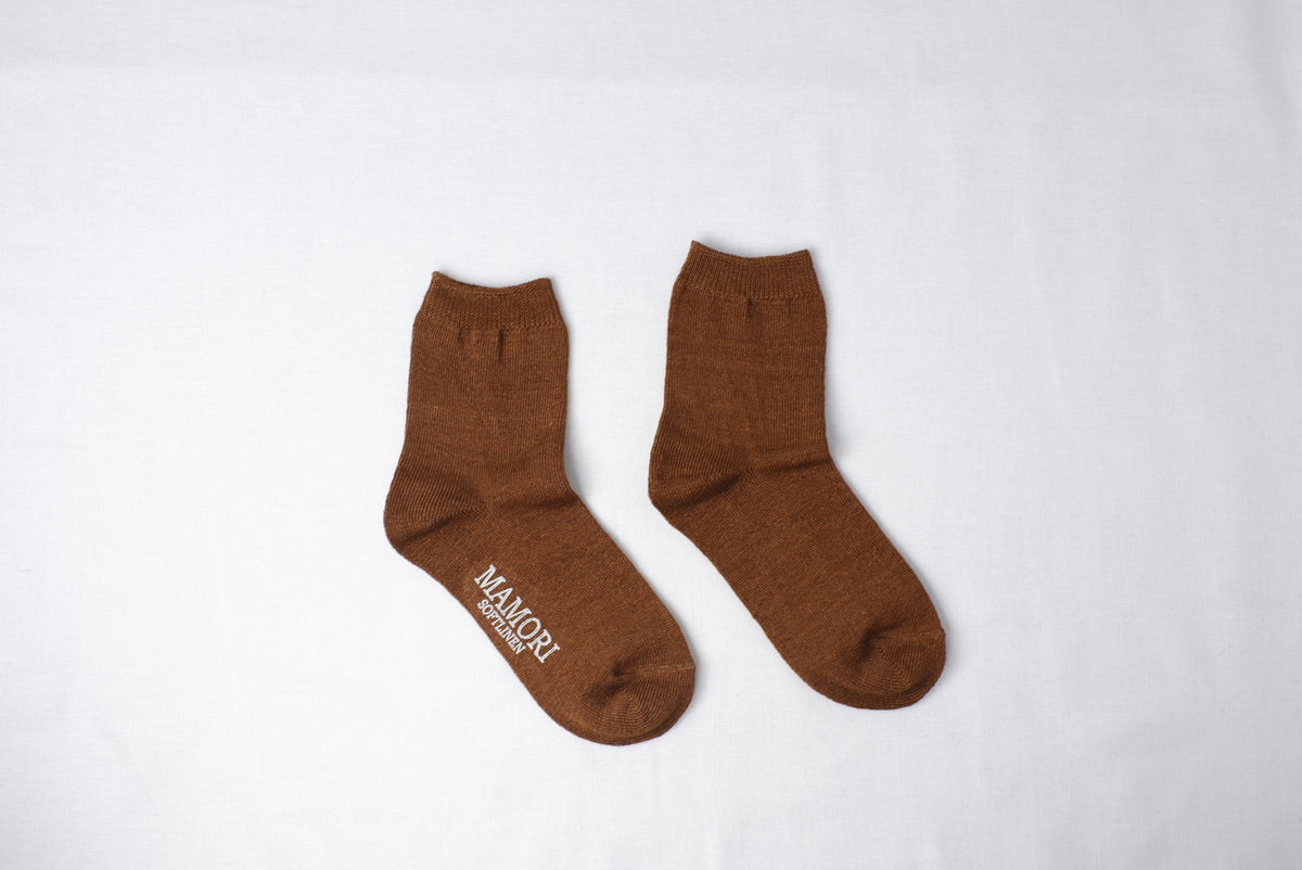MAMORI Soft Linen Socks F　Heavyweight　40/2　Short Crew Type
