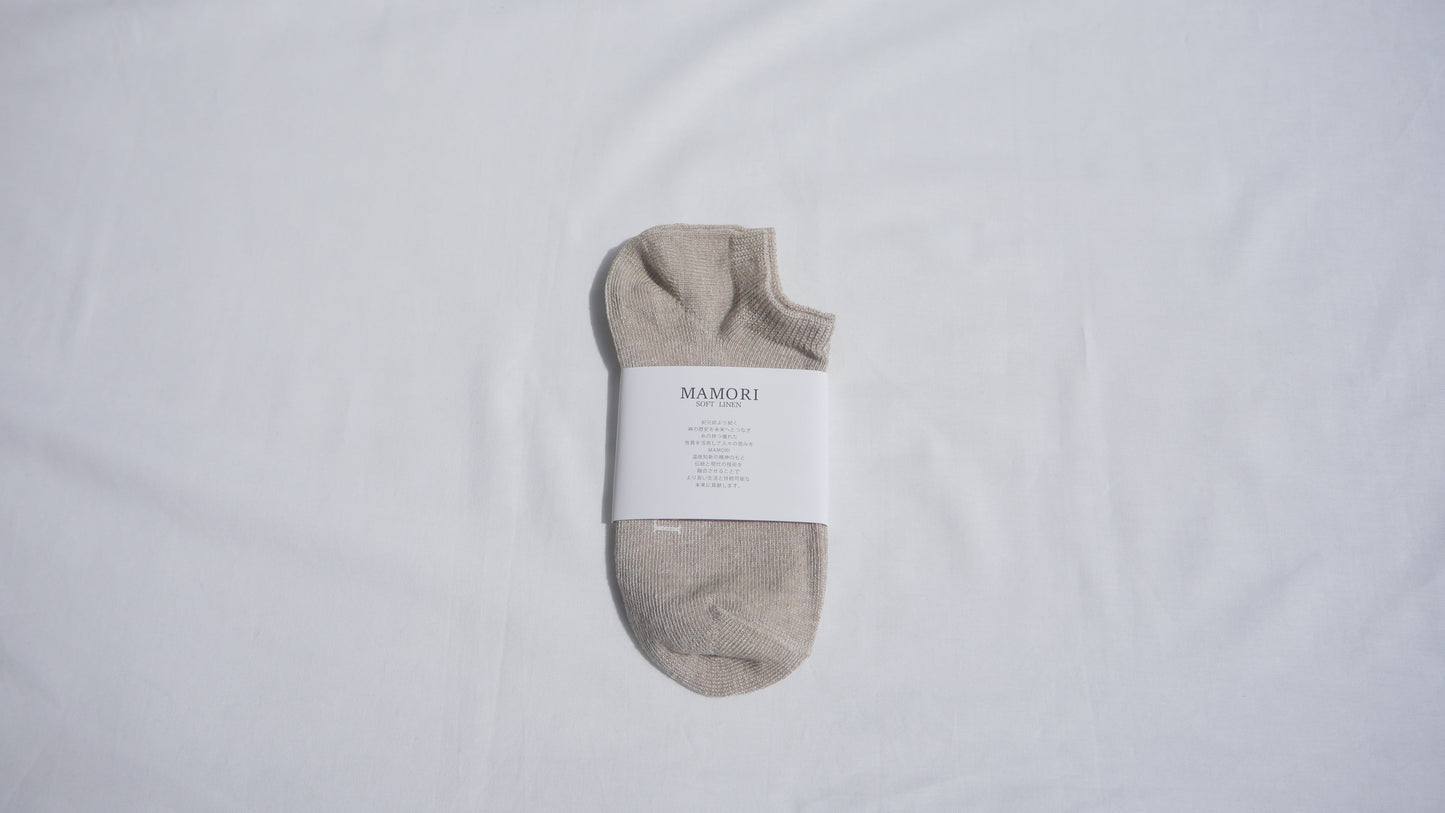 MAMORI　ソフトリネンソックス　M　厚手40/2　スニーカータイプ